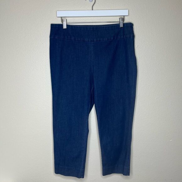 Boston Proper Blue Denim Cropped Jeggings Side Zip Skinny Jeans Women Size 14 - Picture 2 of 13